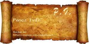 Pencz Ivó névjegykártya